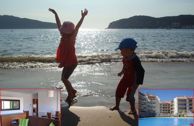 Modern apartment with pool, large private terrace, 3 minute walk to beach