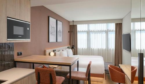 Twin Studio with Two Twin Beds and City View